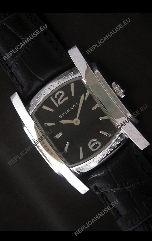Top Grade Bvlgari Assioma Japanese Replica Quartz Watch in Black Dial