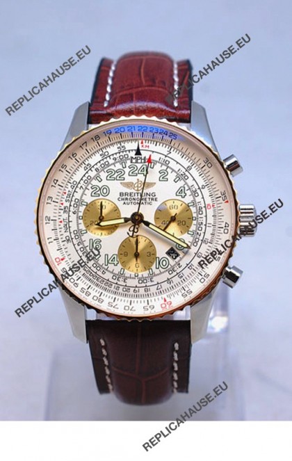 Breitling Navitimer Cosmonaute Swiss Replica Watch Gold Plated Bezel