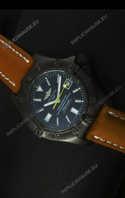 Breitling Seawolf PVD Coated Swiss Watch in Brown Strap