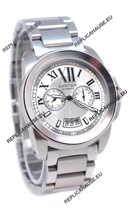 Calibre De Cartier Japanese Automatic Watch in White Dial