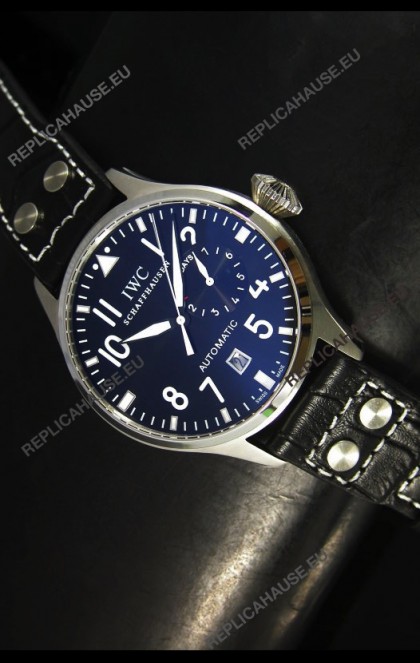 IWC Big Pilot Swiss Replica Steel Watch in Black Dial - Updated Case Version