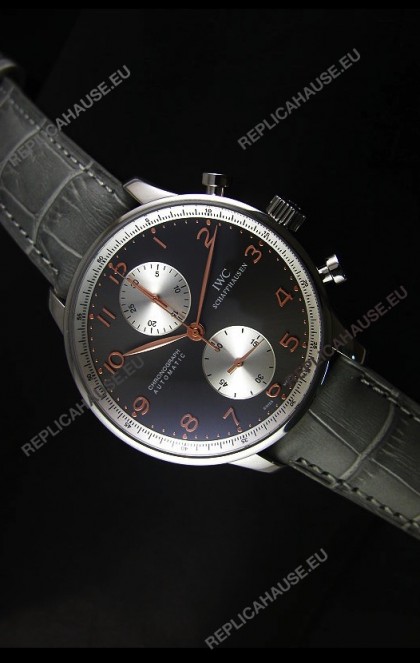 IWC Portuguese Chronograph Swiss Replica Watch in Steel Case - 1:1 Mirror Replica Edition