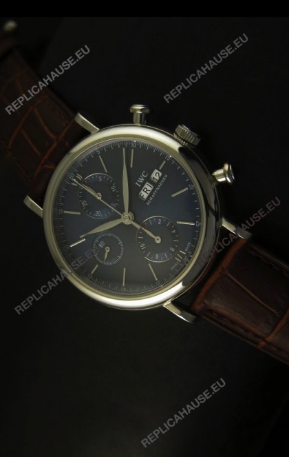 IWC Portofino Chronograph Swiss Watch in Steel Case Grey Dial