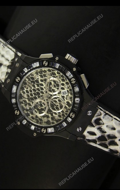 Hublot Big Bang White Zebra Bang Edition in Black PVD Case 34MM Watch
