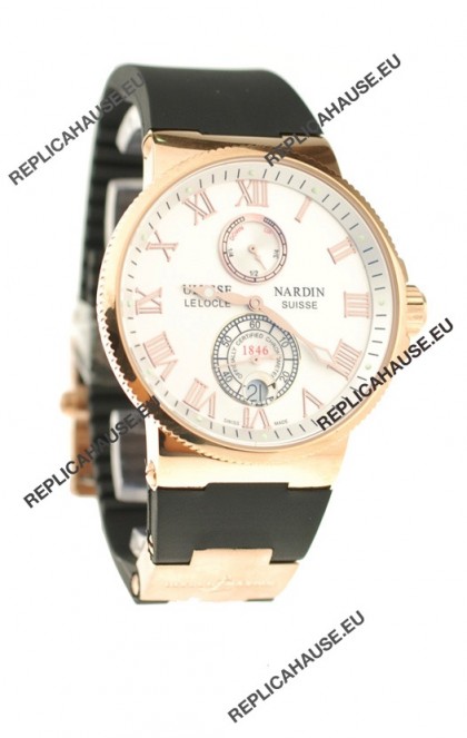 Ulysse Nardin Maxi Marine Chronometer Japanese Replica Rose Gold Watch