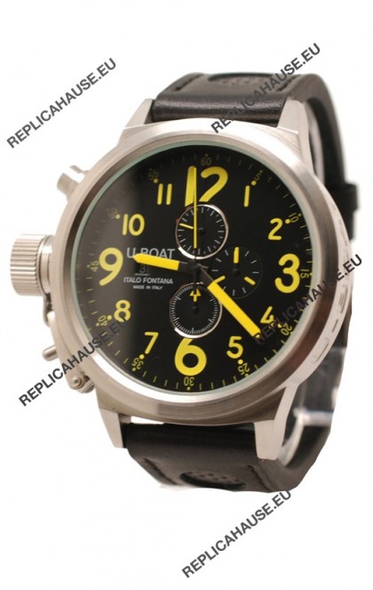 U-Boat Flightdeck Japanese Replica Watch in Black Dial