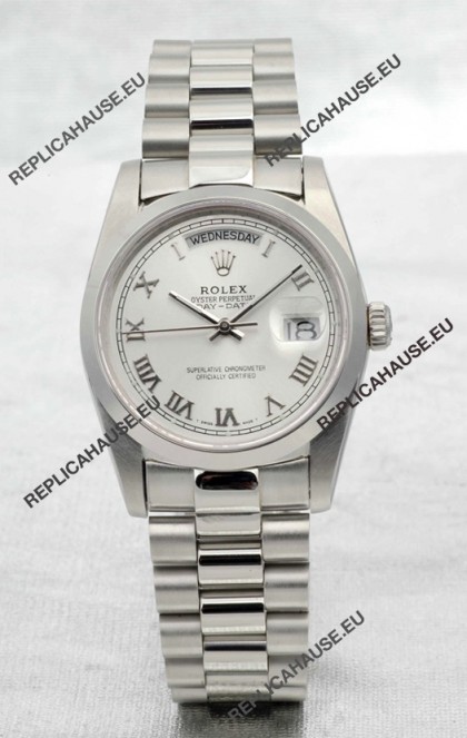 Rolex Day Date Silver Swiss Replica Watch