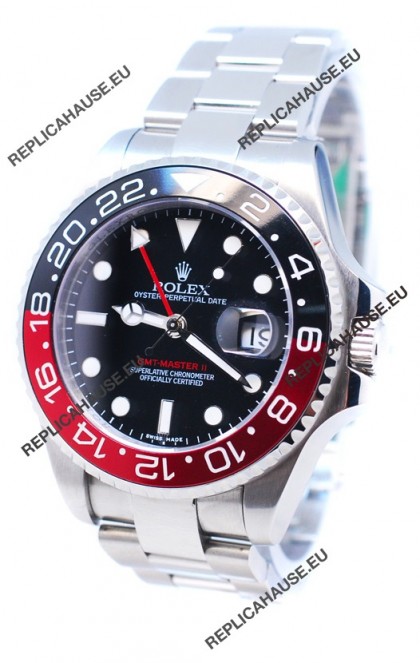 Rolex GMT Masters II 2011 Edition Replica Black and Red Ceramic Bezel Watch