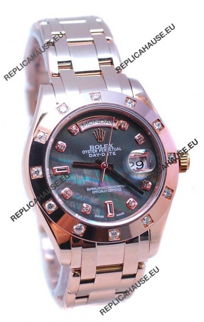 Rolex Day Date Black Mother of Pearl Swiss Replica Watch