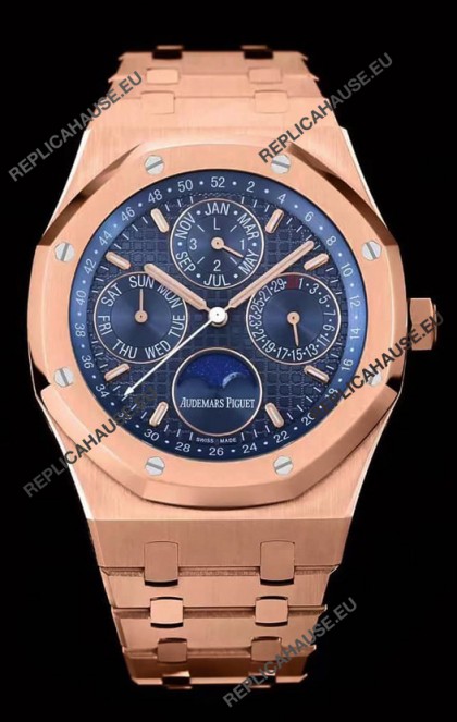 Audemars Piguet Royal Oak Perpetual Calendar Swiss Replica 904L Steel in Rose Gold Casing