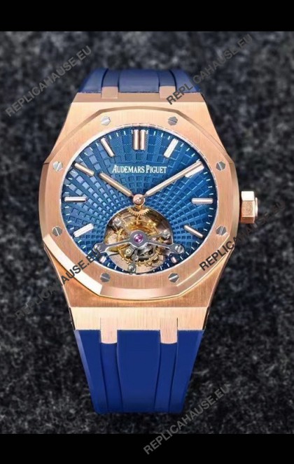 Audemars Piguet Royal Oak Tourbillon 41mm in 904L Rose Gold Case Rubber Strap 1:1 Ultimate Replica