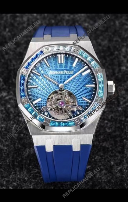 Audemars Piguet Royal Oak Tourbillon 41mm in 904L Casing - Blue Tapisserie Diamonds Bezel 1:1 Ultimate Replica