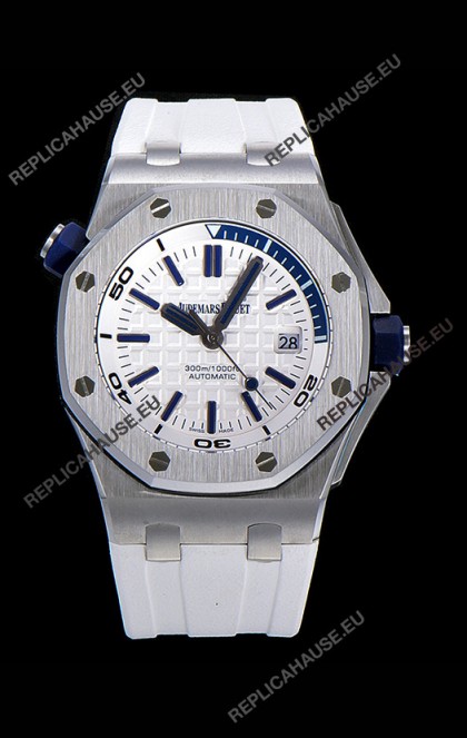Audemars Piguet Royal Oak Diver Swiss Replica Watch White Dial 1:1 Quality 3120 Movement 904L Steel 