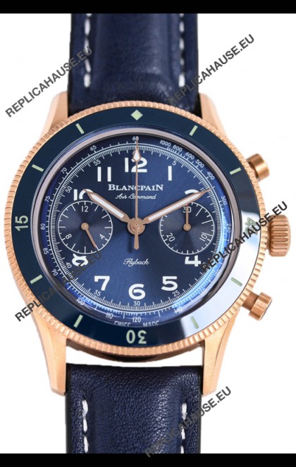 Blancpain Air Command Blue Dial Rose Gold 1:1 Mirror Swiss Replica Watch 