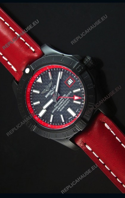 Breitling Chronometre GMT Carbon Dial Swiss Replica Watch in PVD Casing
