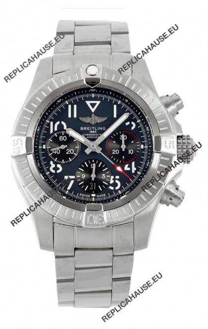 Breitling Avenger B01 Chronograph 45 Stainless Steel Black Dial 1:1 Mirror Swiss Replica Watch 