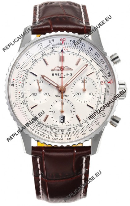 Breitling Navitimer B01 Chronograph 43 White Dial - 904L Steel Casing 1:1 Mirror Swiss Replica