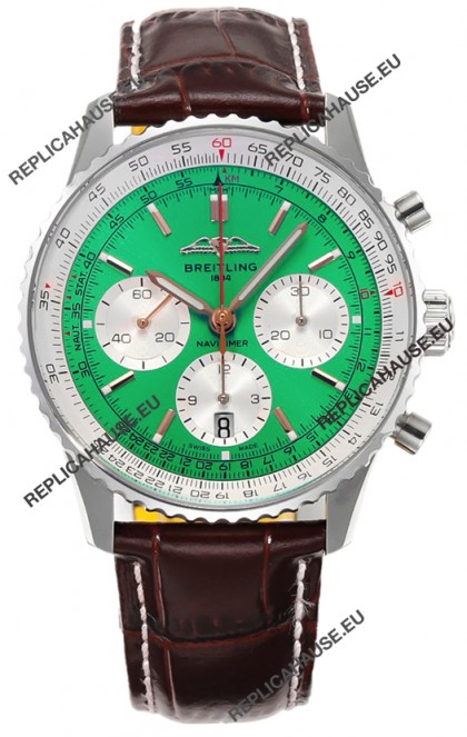 Breitling Navitimer B01 Chronograph 43 Green Dial - 904L Steel Casing 1:1 Mirror Swiss Replica