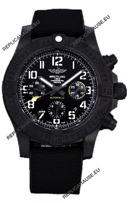 Breitling Avenger Hurricane Chronograph Black Dial Nylon Strap - DLC Coating Swiss Replica Watch