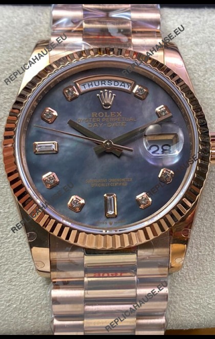Rolex Day Date 36MM 118235 Rose Gold in Pearl Dial 1:1 Mirror Replica Watch