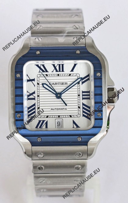 Santos De Cartier 1:1 Blue DLC Bezel Swiss Replica Watch 40MM