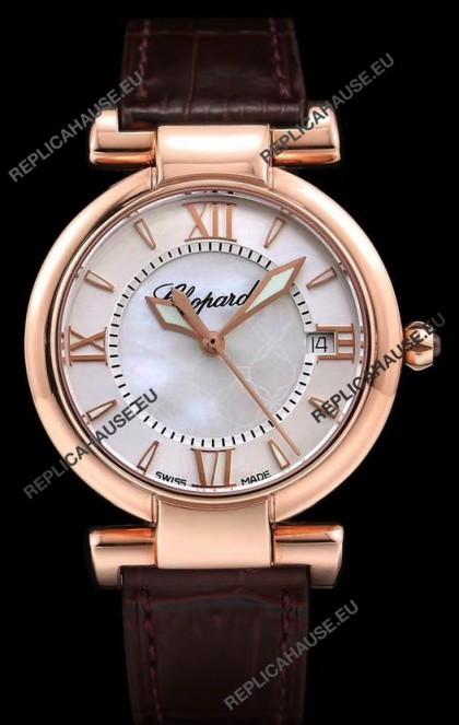 Chopard Imperiale White Dial Swiss Automatic Replica Watch in Rose Gold Case 904L Steel 