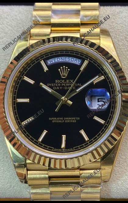 Rolex Day Date Presidential 18K Yellow Gold Watch 36MM - Black Dial 1:1 Mirror Quality