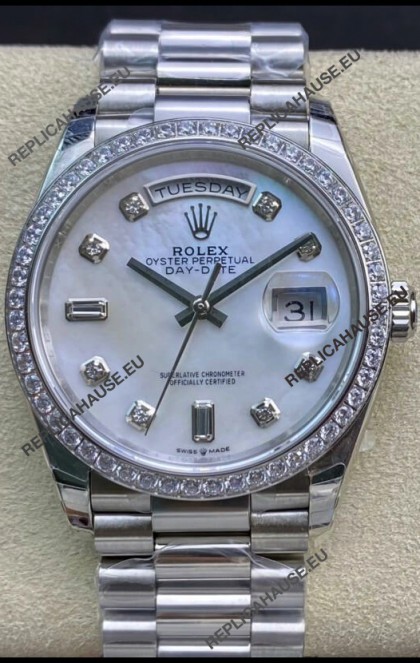 Rolex Day Date Presidential 904L Steel 36MM - White Pearl Dial 1:1 Mirror Quality Watch