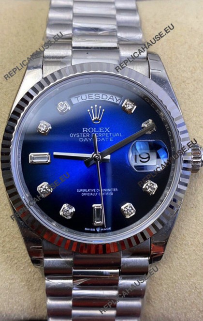 Rolex Day Date Presidential 904L Steel 36MM - Blue Dial 1:1 Mirror Quality Watch