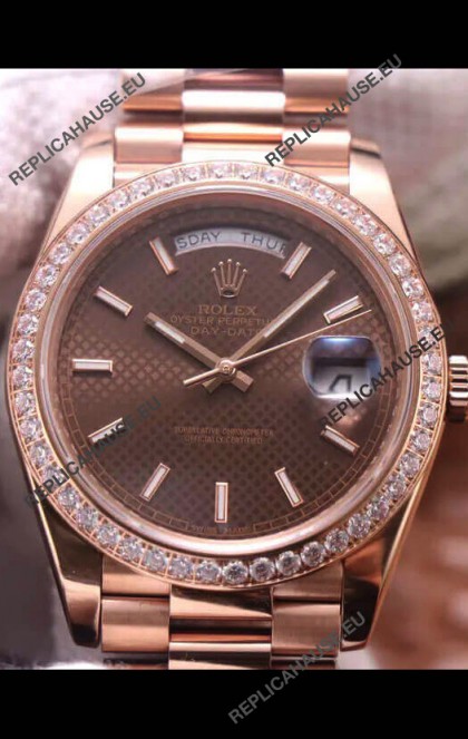 Rolex Day Date Presidential 904L Steel Rose Gold 40MM - Brown Dial 1:1 Mirror Quality Watch