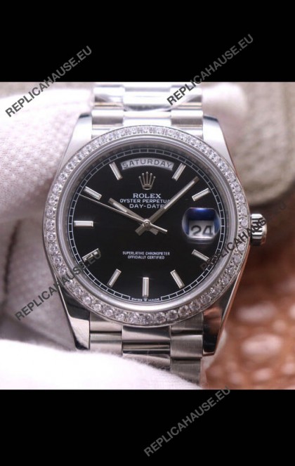 Rolex Day Date Presidential 904L Steel 40MM - Black Dial 1:1 Mirror Quality Watch