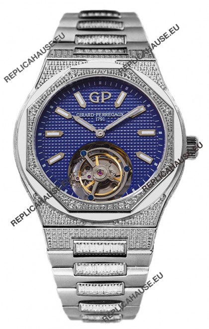 Girard Perregaux Laureato Tourbillon 1:1 Blue Dial Mirror Swiss Replica Watch 
