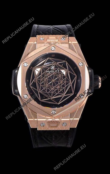 Hublot Big Bang One Click Sang Bleu 1:1 Mirror Replica in Rose Gold Casing 45MM - Black Dial
