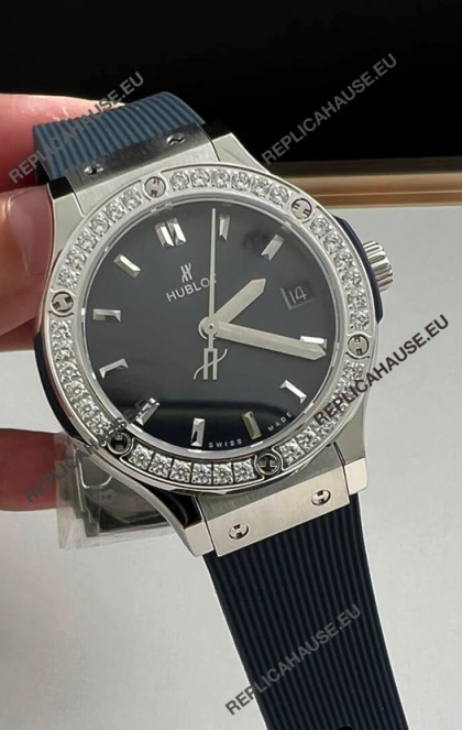 Hublot Classic Fusion Stainless Steel 33MM Blue Dial Swiss Quartz Movement Watch 1:1 Mirror Quality