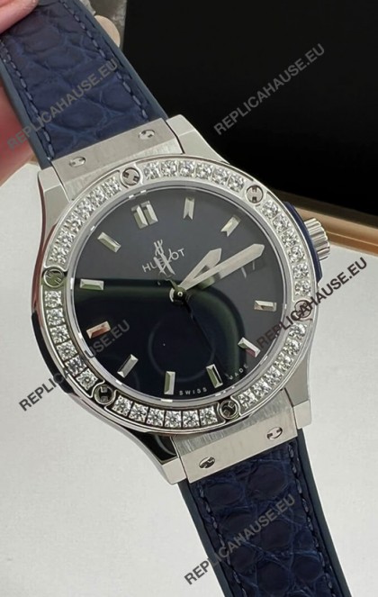 Hublot Classic Fusion Stainless Steel 33MM Blue Dial Swiss Quartz Movement Watch 1:1 Mirror Quality