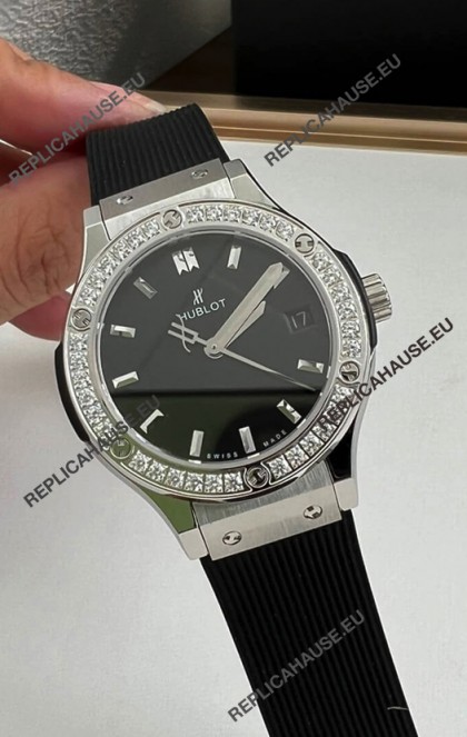 Hublot Classic Fusion Stainless Steel 33MM Black Dial Swiss Quartz Movement Watch 1:1 Mirror Quality