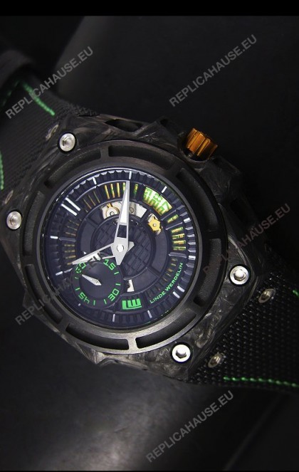 Linde Werdelin Spidolite II Swiss Replica Watch in Green Forged Carbon Case
