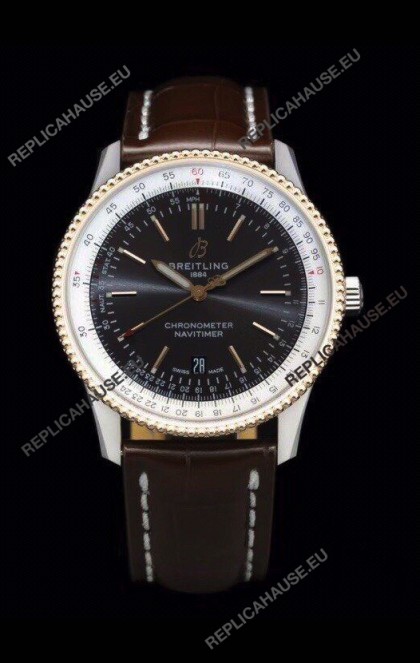 Breitling Navitimer 1 Automatic Swiss Replica Watch in Brown Dial Rose Gold Bezel