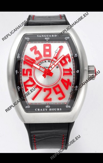 Franck Muller Vanguard Crazy Hours in Stainless Steel - White Dial Swiss Replica Watch 