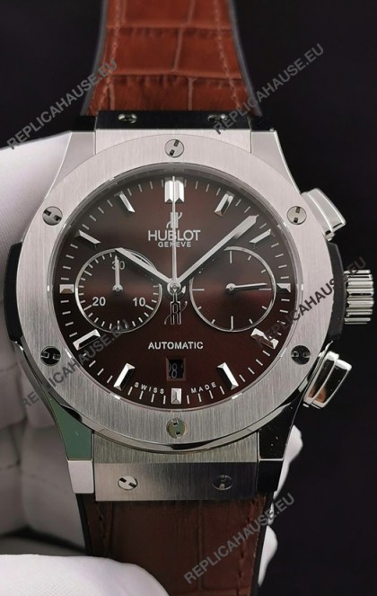 Hublot Classic Fusion Chronograph Stainless Steel Casing Brown Dial 1:1 Mirror Replica Watch 