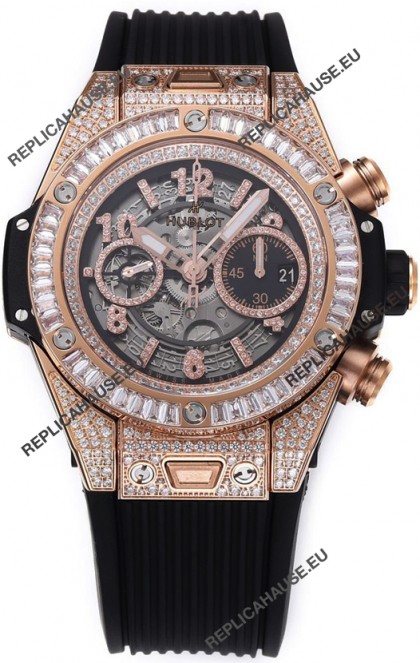 Hublot Big Bang Unico Rose Gold Diamonds Casing 1:1 Mirror Edition Swiss Replica Watch