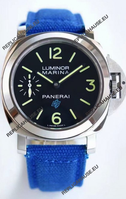 Panerai Marina PAM00777 Logo Acciaio Black Dial in 1:1 Mirror Quality - 904L Steel in Canvas Strap 