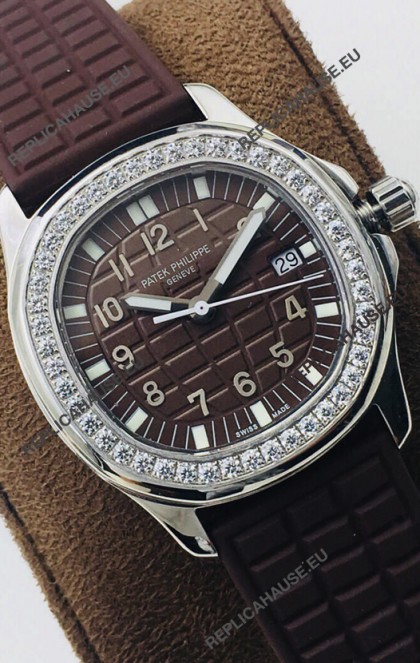 Patek Philippe Aquanaut 5067A Swiss Replica Brown Dial in Stainless Steel Diamonds Bezel 35MM