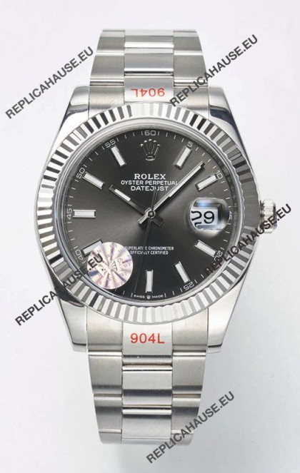 Rolex Datejust Cal.3235 Movement Swiss Watch 1:1 Mirror Replica 904L Steel 41MM - Grey Dial 