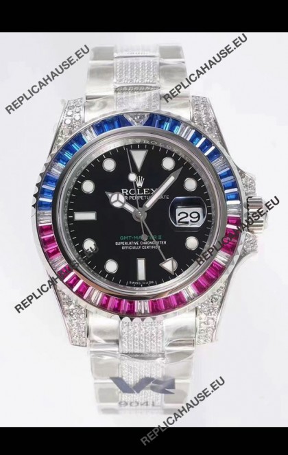 Rolex GMT Masters II Diamonds Swiss watch in 904L Case - 1:1 Mirror Quality