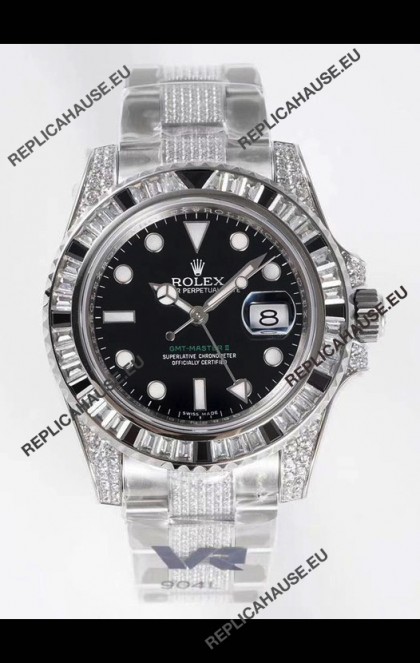 Rolex GMT Masters II Diamonds Swiss watch in 904L Case - 1:1 Mirror Quality