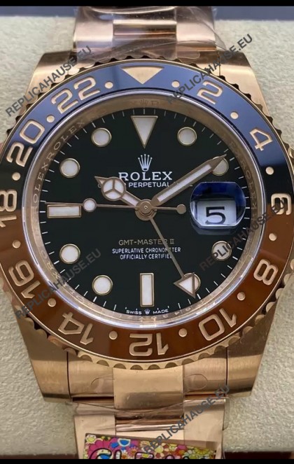 Rolex GMT Masters II M126715CHNR Everose Gold Swiss Replica 1:1 Mirror Watch - 904L Steel 