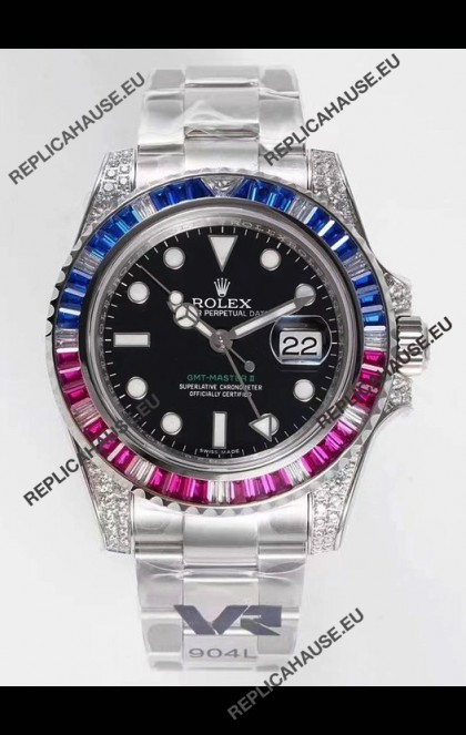 Rolex GMT Masters II Diamonds Swiss watch in 904L Case - 1:1 Mirror Quality