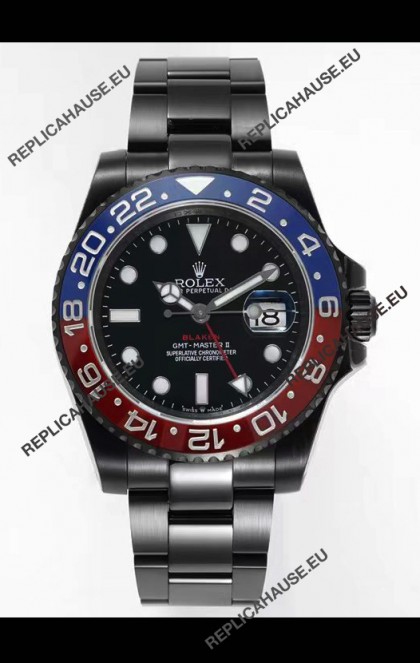 Rolex GMT Masters II REF.126710BLRO PEPSI BLAKEN Swiss Replica - 904L Steel in DLC Coating