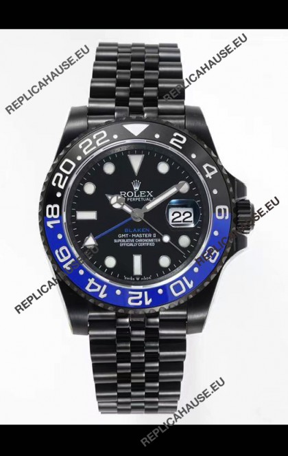 Rolex GMT Masters II REF.126710BLRO Batman BLAKEN Swiss Replica - 904L Steel in DLC Coating